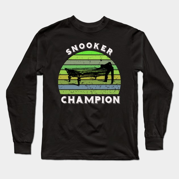 Snooker champion - retro sunset billiards Long Sleeve T-Shirt by BB Funny Store